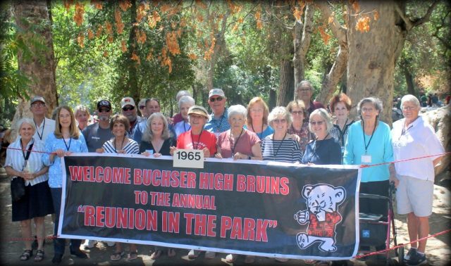 Left to Right: Cynthia Shroeder, Mike Demaree, maybe Lorena Chandler, Wanda Armstrong Villarreal, maybe Julia Hopkins Mills, Duane Verhaege, Jeanne Turgeon Robbins, Phil Zeidman, Penny Blum Castleman, Tom Feeny, Nancy Bianchini Verhaege, Juan Portillo, Terry Hittenberger MacRae, Effie Ragsac, Tony Diaz, Rose Minor Kausek, Jeannie Adams, Pat Swift Stephen, Joy Mase Patzner, Larry Kubo, Norma Cornejo McMath, Lane Woolley Johnson, Linda Furduto Kennedy, Sue McKenzie Missing from the photo is Fran Ta-a Navratil. She was not in the area when the photo was taken.